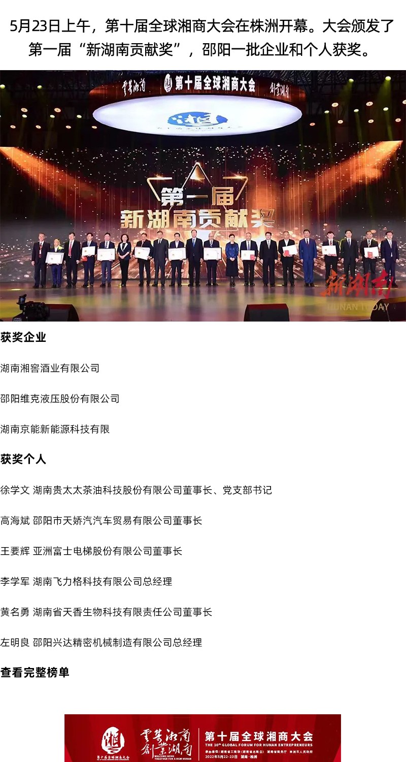 全省表彰！邵陽這些企業(yè)和個人獲獎